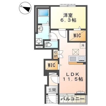 袖ヶ浦市坂戸市場 アパート工事(1LDK/1階)の間取り写真