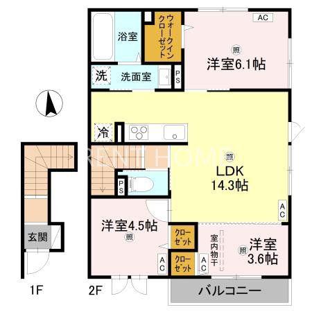 サザンレスト(3LDK/2階)の間取り写真