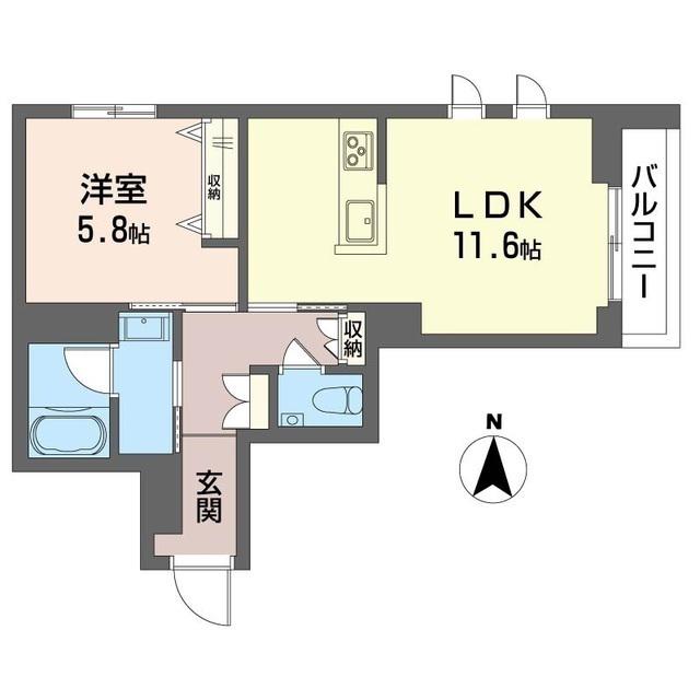 アンビエラ武蔵小杉(1LDK/2階)の間取り写真