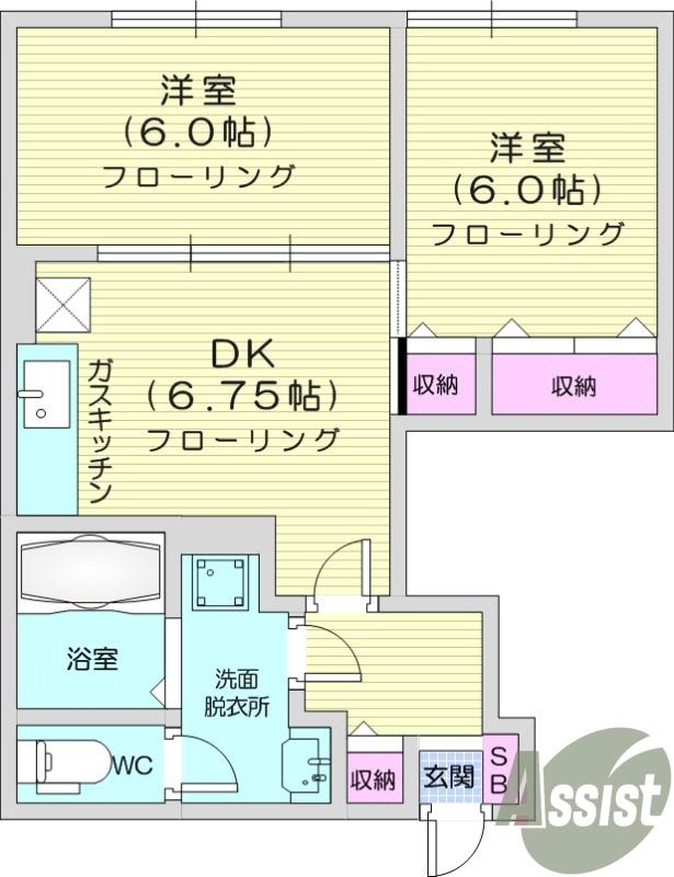 メゾンアンソレイユⅡ(2DK/1階)の間取り写真