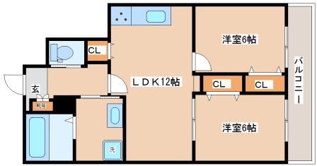RISOTMIRAIEジェームス山イースト(2LDK/2階)の間取り写真