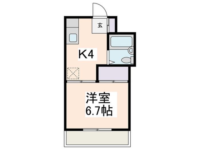 プラーズ市ヶ尾(1K/2階)の間取り写真