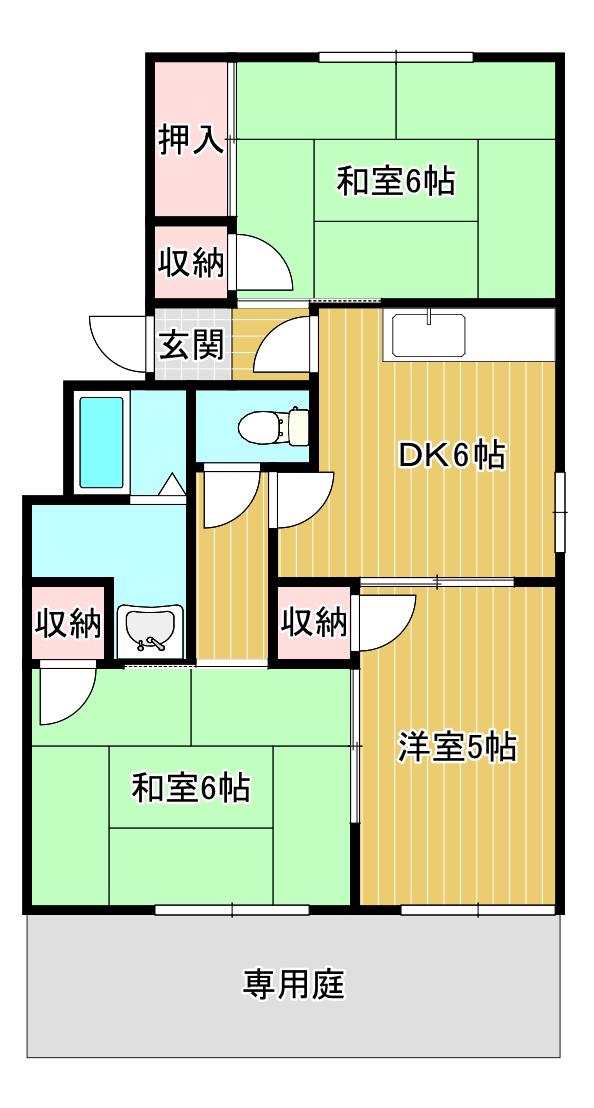 アネックス須屋A棟(3DK/2階)の間取り写真