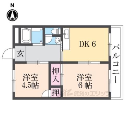 まるき清水(2DK/2階)の間取り写真