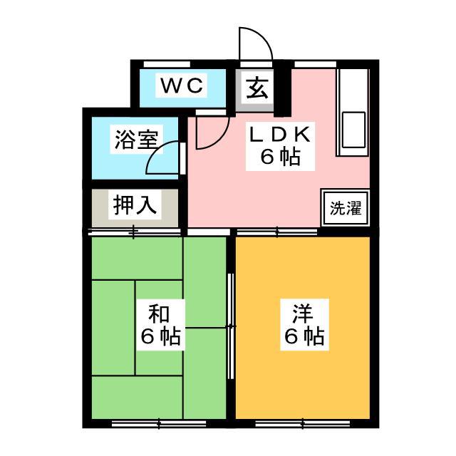 フラット大竹II(2DK/2階)の間取り写真