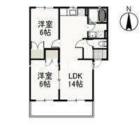 ダイニサンシャインB(2LDK/1階)の間取り写真