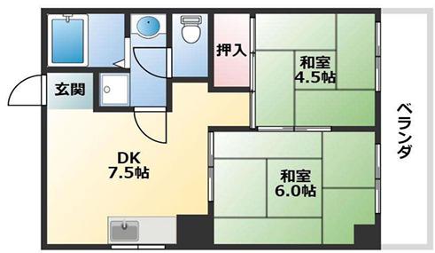 大地グランハイムV(2DK/5階)の間取り写真