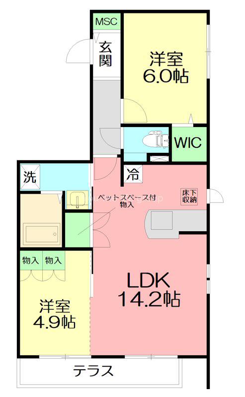 パインヒルズイースト(1LDK/1階)の間取り写真