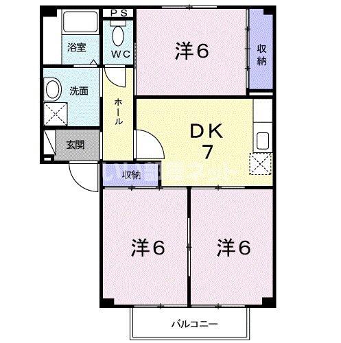 コーポあさぎりB(3DK/2階)の間取り写真