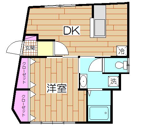 澤田荘A(1DK/2階)の間取り写真