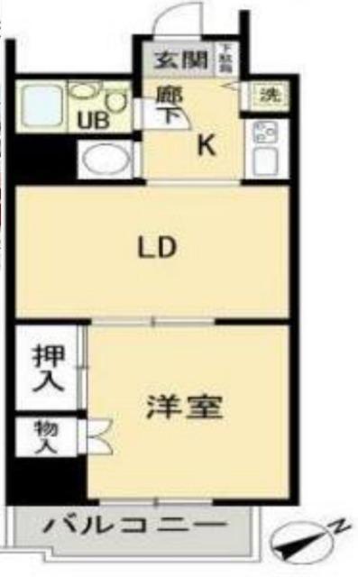 ライオンズマンションフェリス三田(1DK/7階)の間取り写真