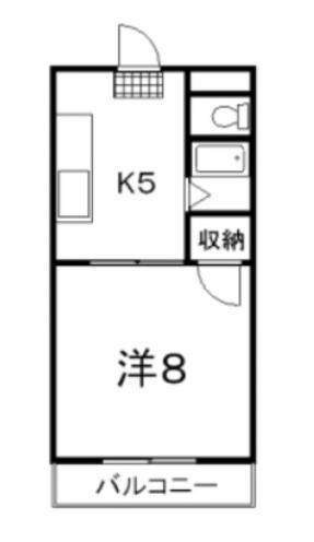 コーポ本永2(1K/2階)の間取り写真