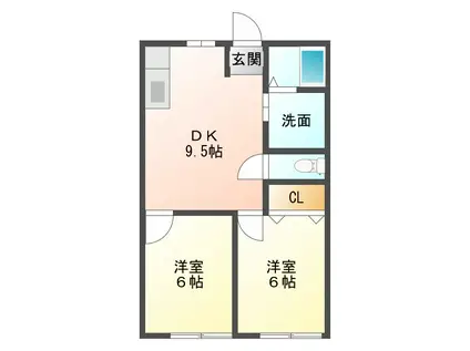 ドリームハイツ(2DK/2階)の間取り写真