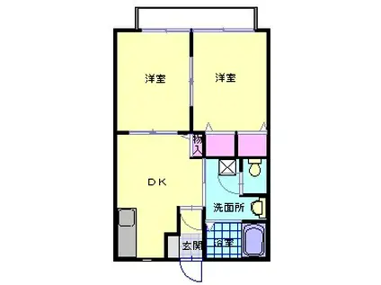 ウィンベルYK(2DK/1階)の間取り写真