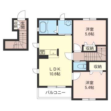 リラフォートB(2LDK/2階)の間取り写真