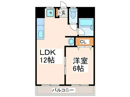 プレジデント島崎(1LDK/4階)の間取り写真
