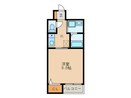 サンライズ姪浜(1K/1階)の間取り写真