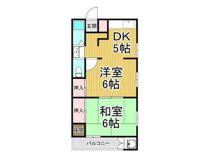 宏陽荘(2DK/2階)の間取り写真