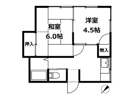 ニューハウス田中船堀(2K/1階)の間取り写真