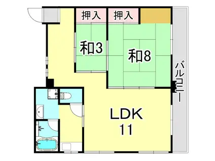 日東マンション(2LDK/3階)の間取り写真