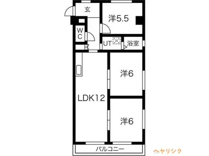 グリーンサイドヨシタカB(3LDK/3階)の間取り写真
