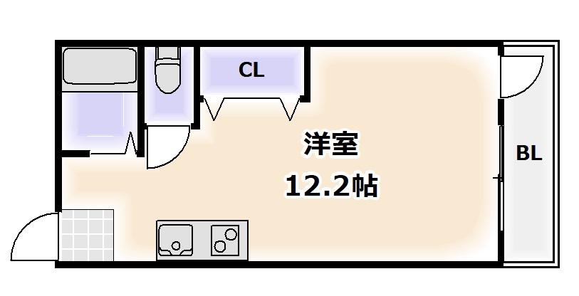 タイホウハイツ敷津1番館(ワンルーム/3階)の間取り写真