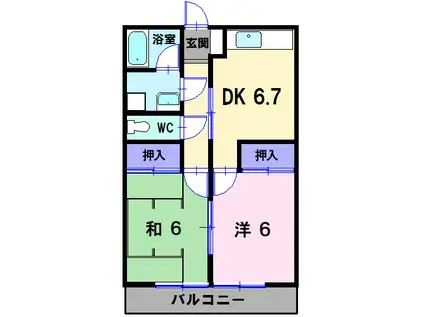 コーポIWASA(2DK/2階)の間取り写真