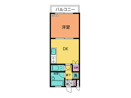 大岡リバーサイドマンション(1DK/4階)の間取り写真