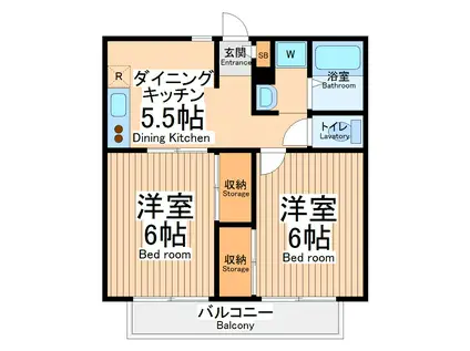 エステートミヤザワパート1(2DK/1階)の間取り写真
