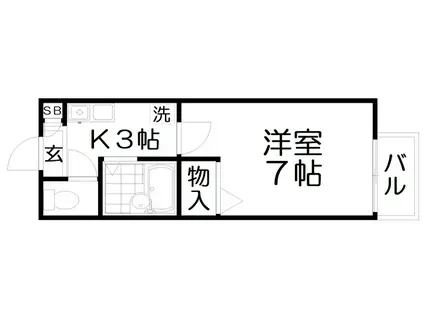 寝屋川菊池ハイツ(1K/2階)の間取り写真
