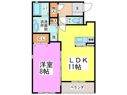 ラ・ぺジーブル(1LDK/2階)の間取り写真