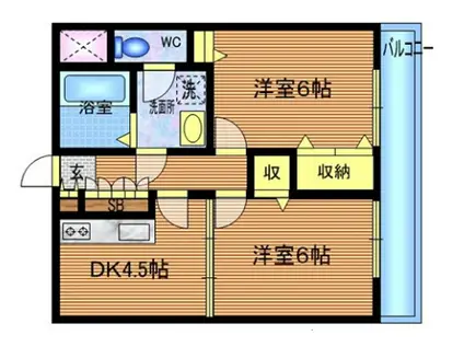マンション・カンギン(2DK/2階)の間取り写真