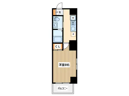 エアータワー横濱伊勢佐木町(1K/2階)の間取り写真
