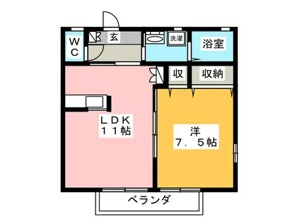 サンステージ弐番館(1LDK/1階)の間取り写真