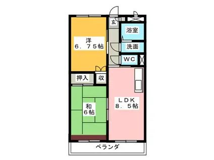 シグナル(2LDK/1階)の間取り写真
