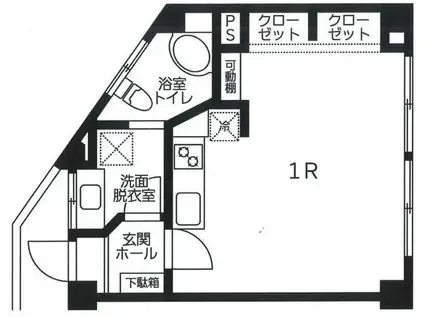 ソシアル三春台(ワンルーム/4階)の間取り写真