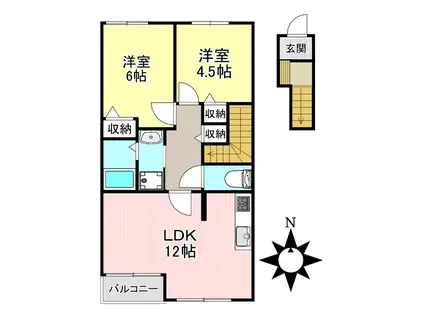 ブルーム多屋(2LDK/2階)の間取り写真