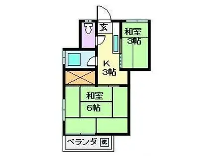 金子ビル(2K/4階)の間取り写真