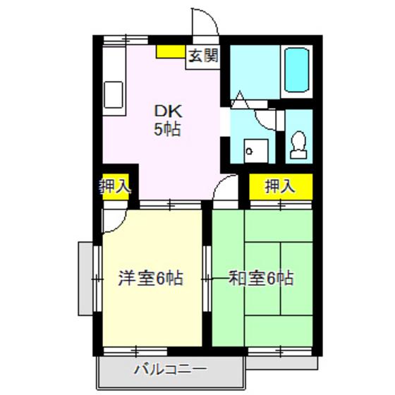 イーグルフォー(2DK/2階)の間取り写真