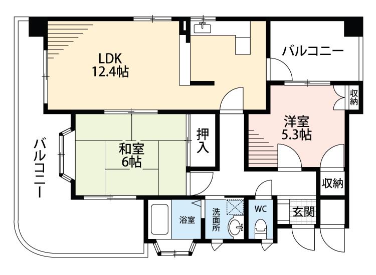 杉原ビル(2LDK/2階)の間取り写真