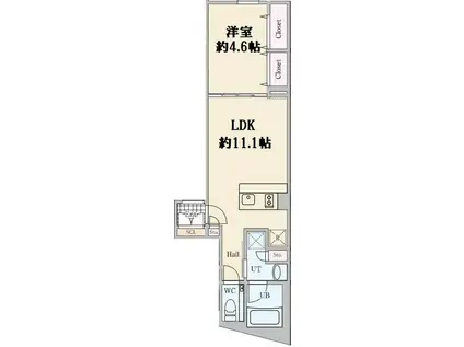 REVE RESIDENCE 高輪(1LDK/4階)の間取り写真