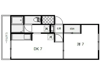 パレスビーチパーク(1DK/2階)の間取り写真