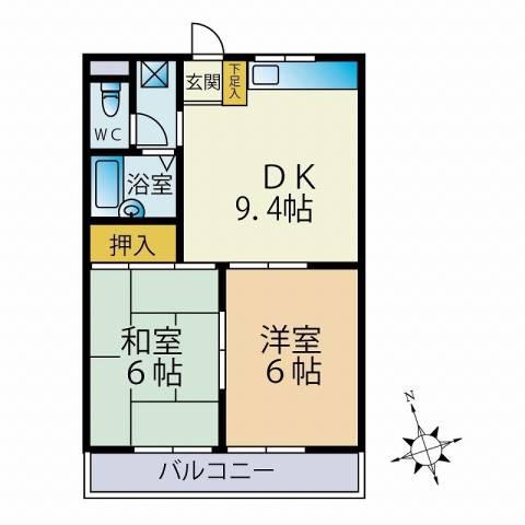 リヴェールマツモト(2DK/2階)の間取り写真