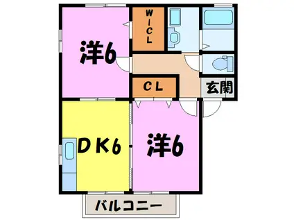 リヴィエールTOKI(2DK/2階)の間取り写真
