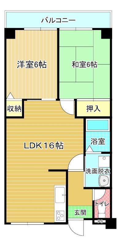 グリーンハイツ足立(2LDK/2階)の間取り写真