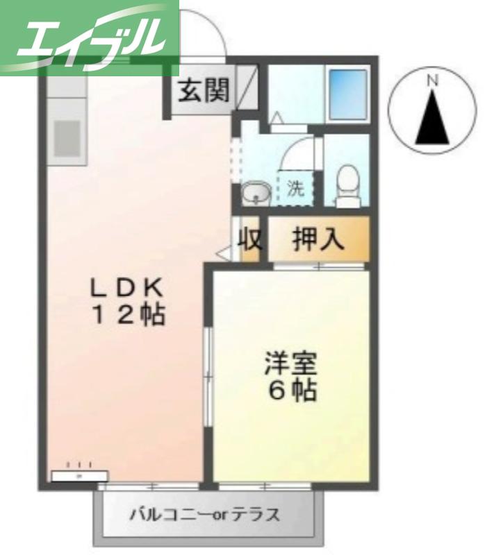 ぼくんちパートII(1LDK/2階)の間取り写真