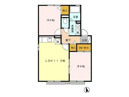 シトラスの風 B(2LDK/1階)の間取り写真