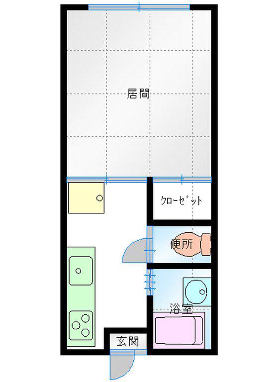 カンファート茨城大(1K/2階)の間取り写真