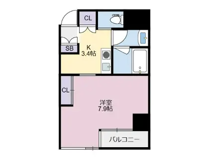 クレエ秋田町(1K/8階)の間取り写真