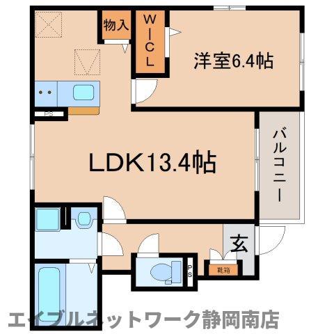 ピースフル リビング茶町(1LDK/1階)の間取り写真